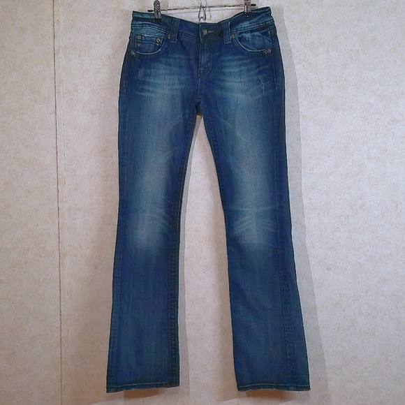 Miss Me Boot Jeans Rhinestone Rivets On Pockets Stretch Black Label Sz28/34 NWOT - Picture 3 of 11